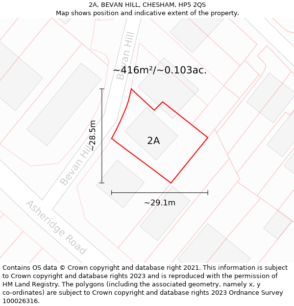 2A, BEVAN HILL, CHESHAM, HP5 2QS: Plot and title map