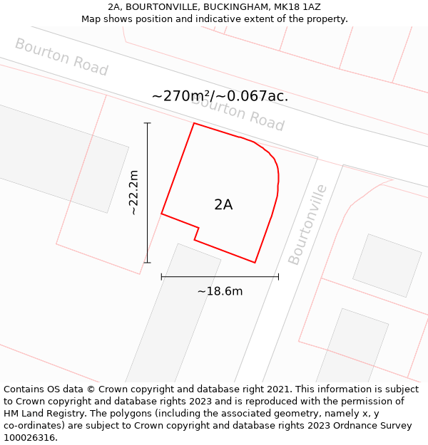 2A, BOURTONVILLE, BUCKINGHAM, MK18 1AZ: Plot and title map