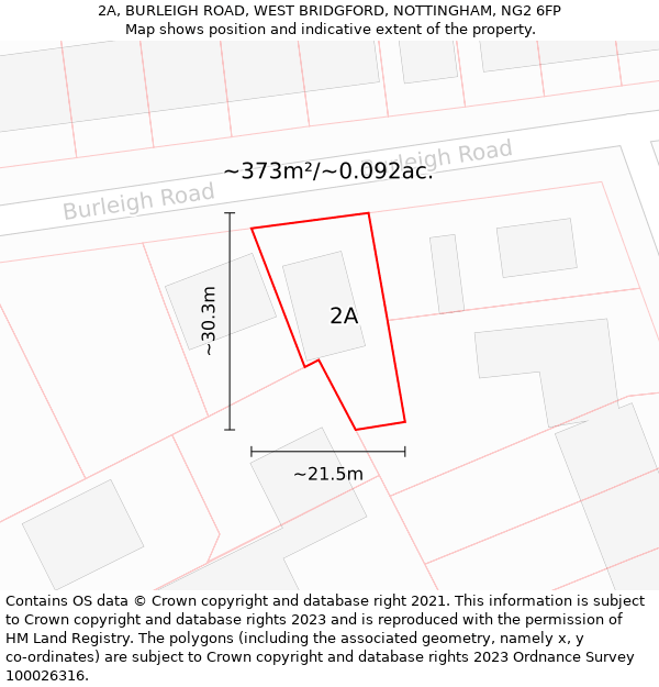 2A, BURLEIGH ROAD, WEST BRIDGFORD, NOTTINGHAM, NG2 6FP: Plot and title map