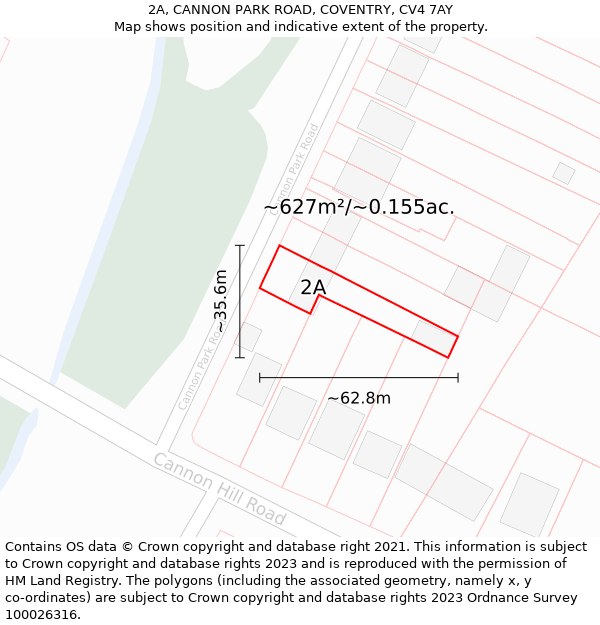 2A, CANNON PARK ROAD, COVENTRY, CV4 7AY: Plot and title map