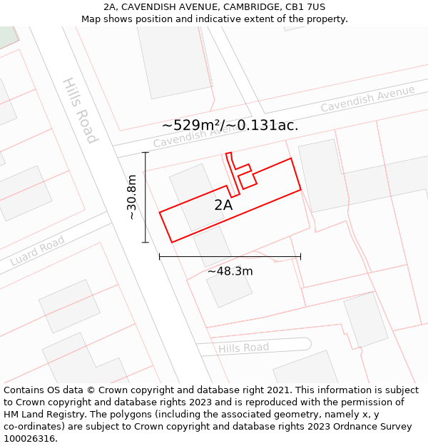 2A, CAVENDISH AVENUE, CAMBRIDGE, CB1 7US: Plot and title map