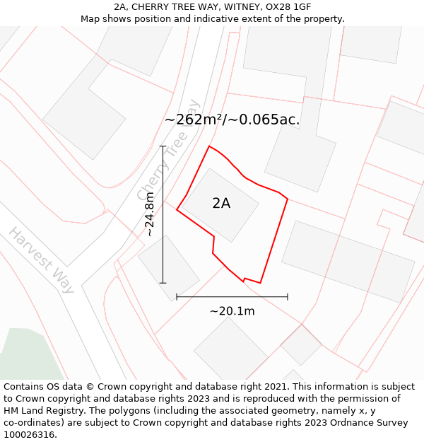 2A, CHERRY TREE WAY, WITNEY, OX28 1GF: Plot and title map