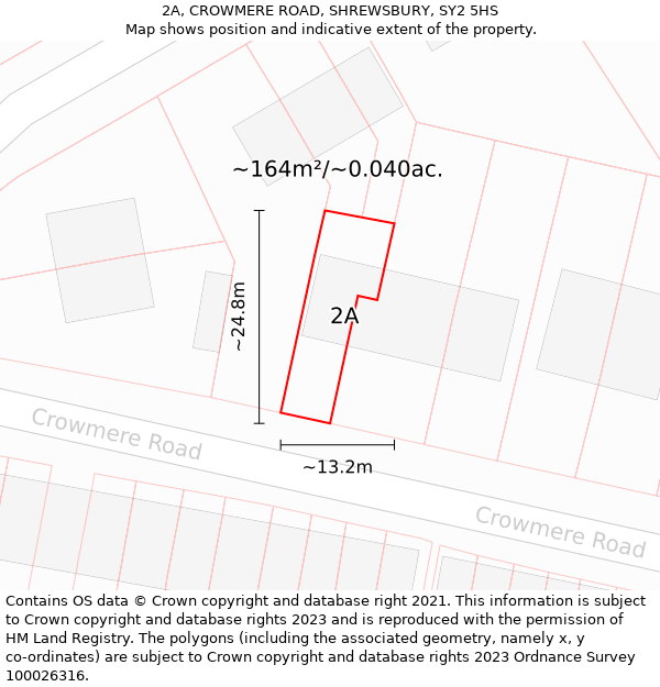 2A, CROWMERE ROAD, SHREWSBURY, SY2 5HS: Plot and title map