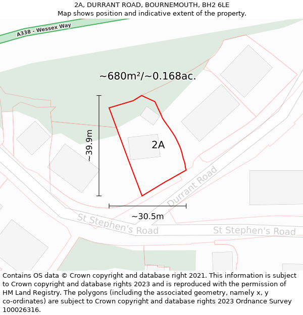 2A, DURRANT ROAD, BOURNEMOUTH, BH2 6LE: Plot and title map