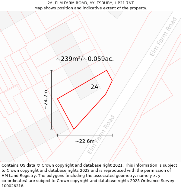 2A, ELM FARM ROAD, AYLESBURY, HP21 7NT: Plot and title map