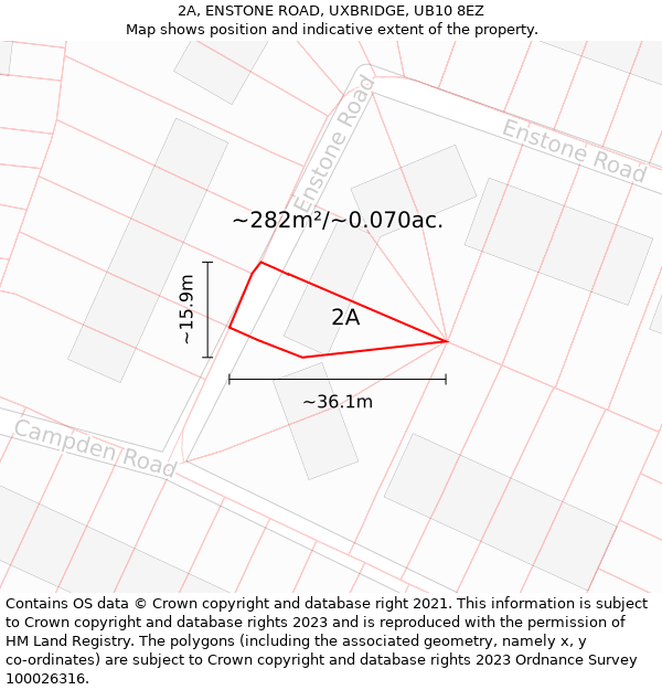 2A, ENSTONE ROAD, UXBRIDGE, UB10 8EZ: Plot and title map