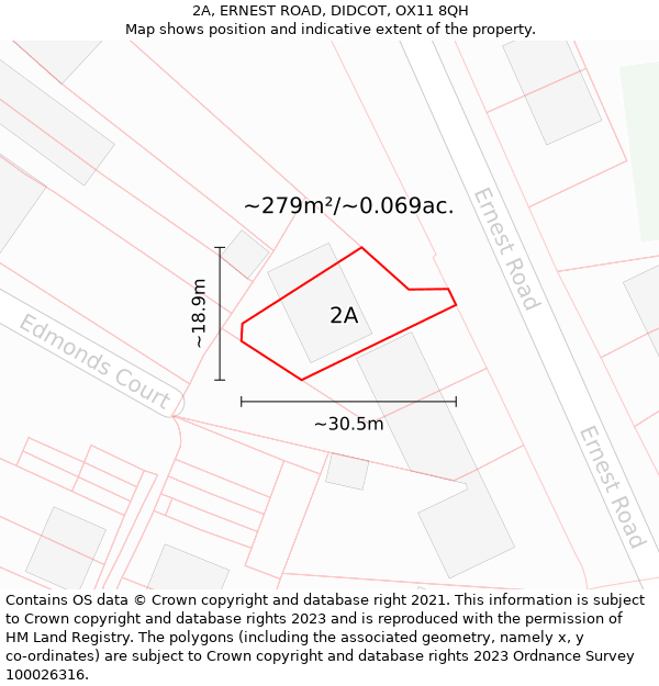2A, ERNEST ROAD, DIDCOT, OX11 8QH: Plot and title map
