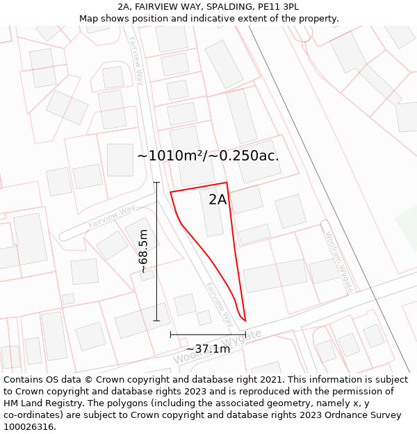 2A, FAIRVIEW WAY, SPALDING, PE11 3PL: Plot and title map