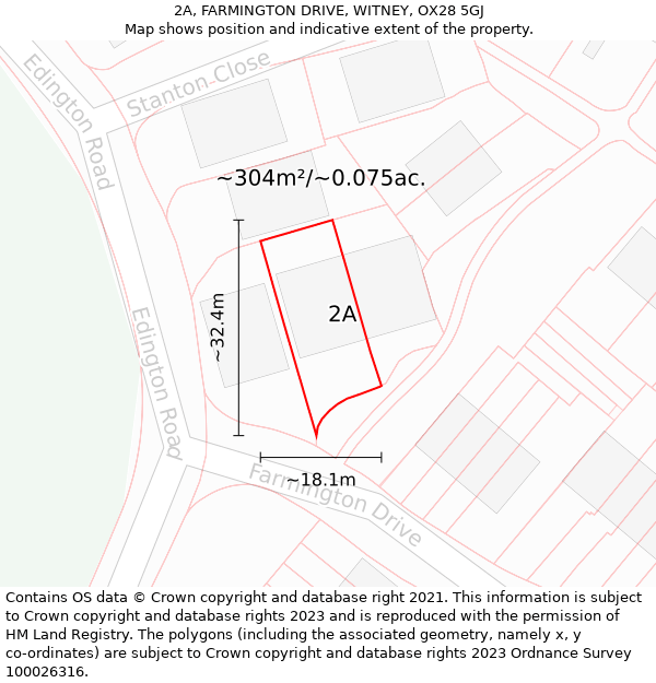 2A, FARMINGTON DRIVE, WITNEY, OX28 5GJ: Plot and title map