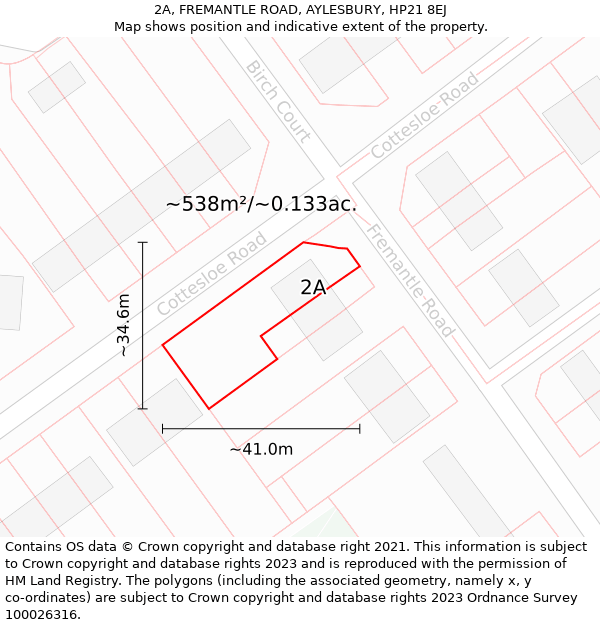 2A, FREMANTLE ROAD, AYLESBURY, HP21 8EJ: Plot and title map
