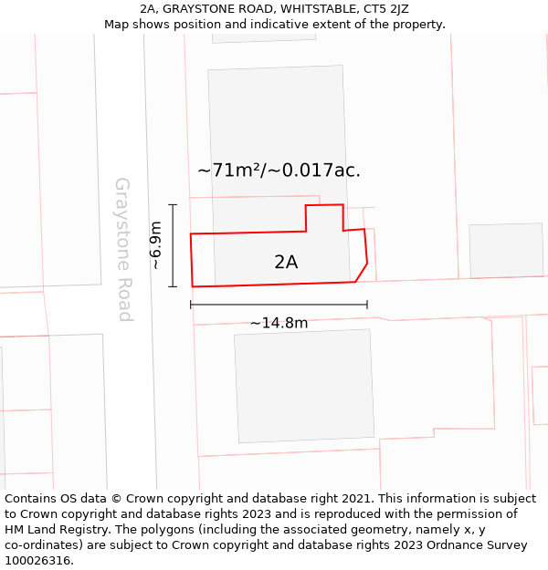 2A, GRAYSTONE ROAD, WHITSTABLE, CT5 2JZ: Plot and title map