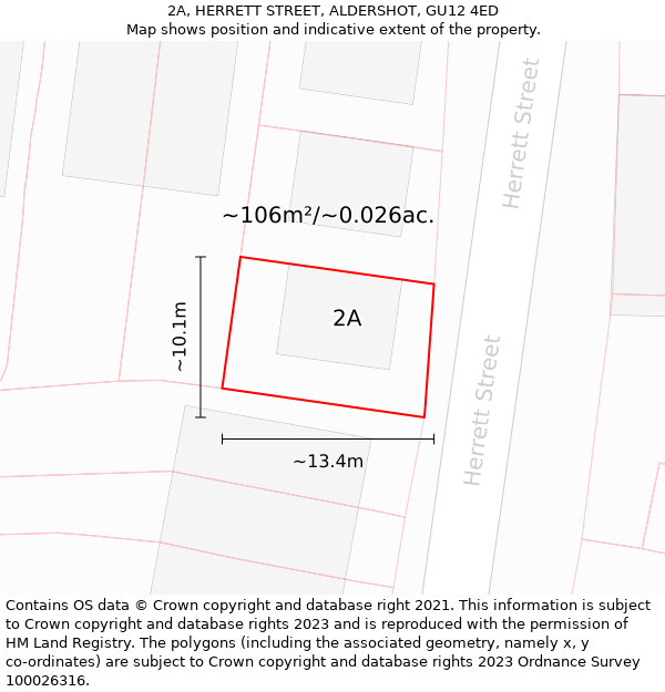 2A, HERRETT STREET, ALDERSHOT, GU12 4ED: Plot and title map