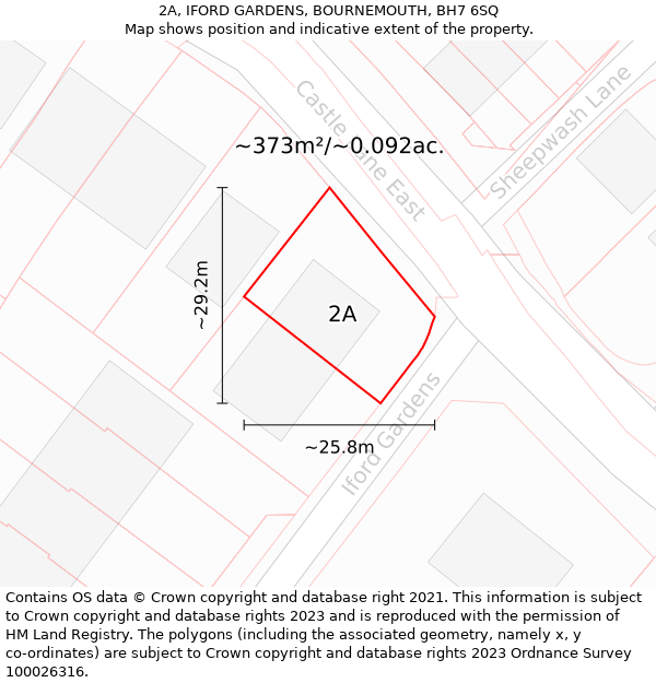 2A, IFORD GARDENS, BOURNEMOUTH, BH7 6SQ: Plot and title map