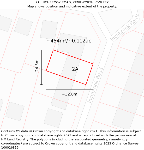 2A, INCHBROOK ROAD, KENILWORTH, CV8 2EX: Plot and title map