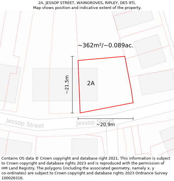 2A, JESSOP STREET, WAINGROVES, RIPLEY, DE5 9TL: Plot and title map