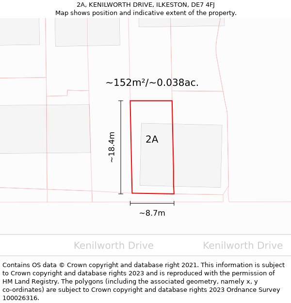 2A, KENILWORTH DRIVE, ILKESTON, DE7 4FJ: Plot and title map