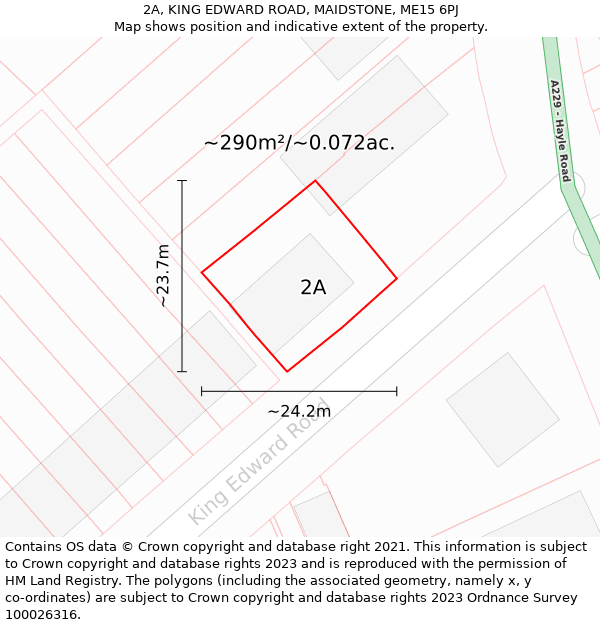 2A, KING EDWARD ROAD, MAIDSTONE, ME15 6PJ: Plot and title map