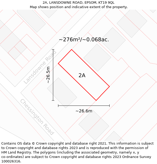 2A, LANSDOWNE ROAD, EPSOM, KT19 9QL: Plot and title map