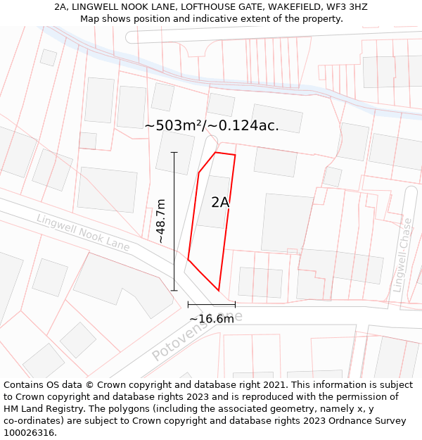 2A, LINGWELL NOOK LANE, LOFTHOUSE GATE, WAKEFIELD, WF3 3HZ: Plot and title map