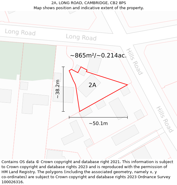 2A, LONG ROAD, CAMBRIDGE, CB2 8PS: Plot and title map