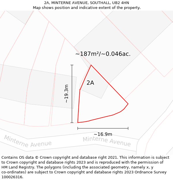 2A, MINTERNE AVENUE, SOUTHALL, UB2 4HN: Plot and title map