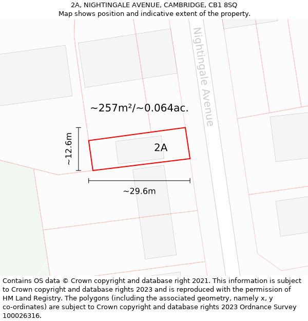 2A, NIGHTINGALE AVENUE, CAMBRIDGE, CB1 8SQ: Plot and title map