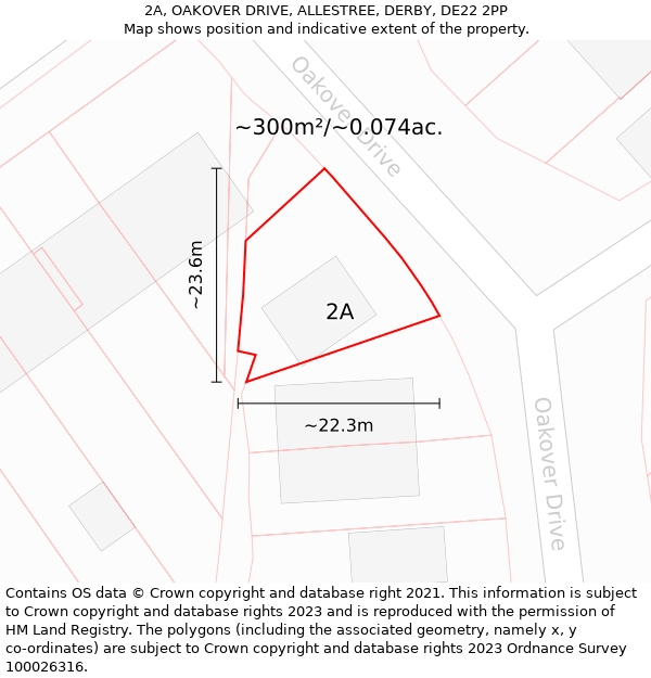 2A, OAKOVER DRIVE, ALLESTREE, DERBY, DE22 2PP: Plot and title map
