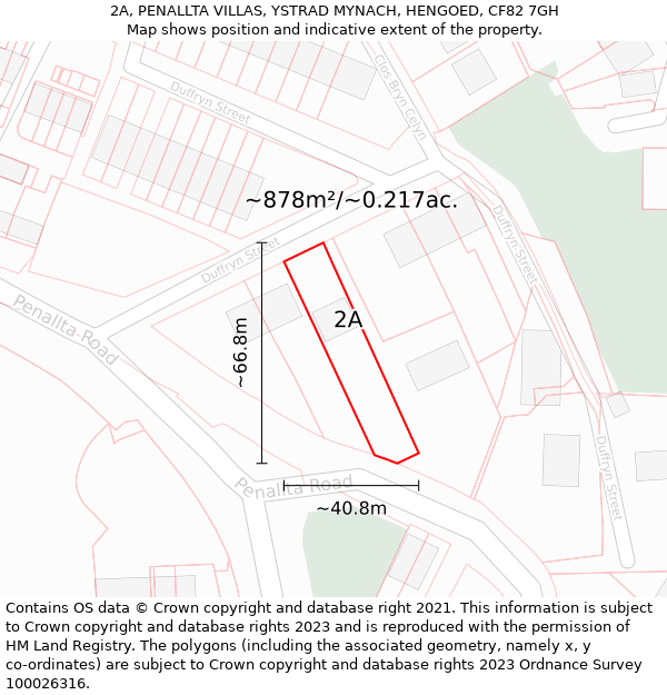 2A, PENALLTA VILLAS, YSTRAD MYNACH, HENGOED, CF82 7GH: Plot and title map