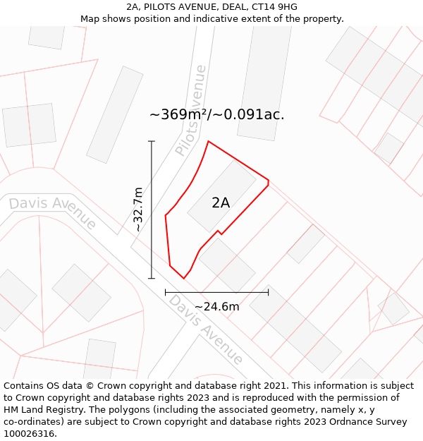 2A, PILOTS AVENUE, DEAL, CT14 9HG: Plot and title map