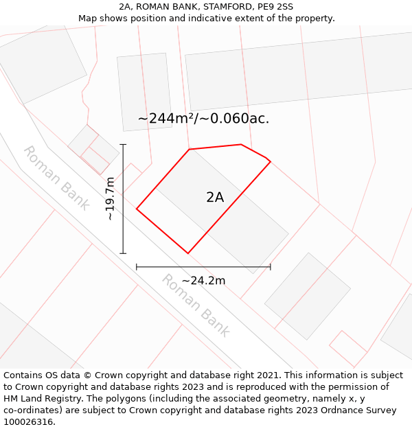 2A, ROMAN BANK, STAMFORD, PE9 2SS: Plot and title map