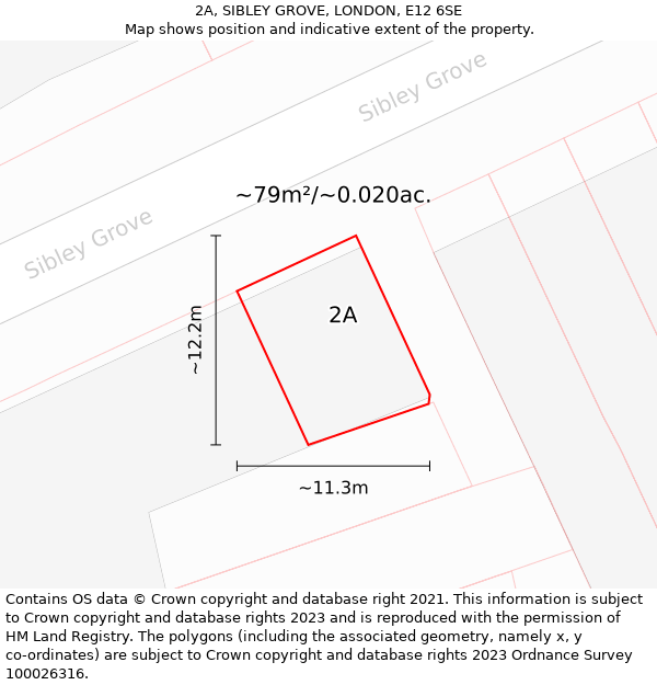 2A, SIBLEY GROVE, LONDON, E12 6SE: Plot and title map