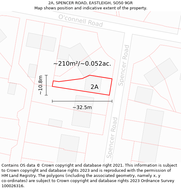 2A, SPENCER ROAD, EASTLEIGH, SO50 9GR: Plot and title map