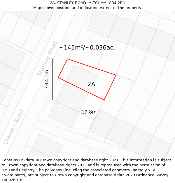 2A, STANLEY ROAD, MITCHAM, CR4 2BH: Plot and title map