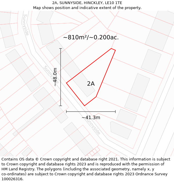 2A, SUNNYSIDE, HINCKLEY, LE10 1TE: Plot and title map