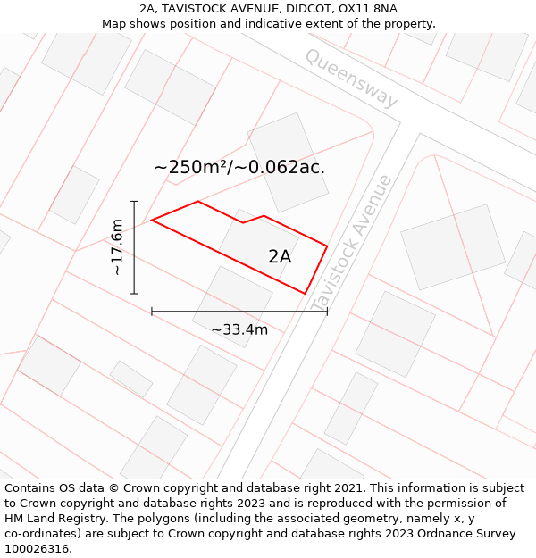 2A, TAVISTOCK AVENUE, DIDCOT, OX11 8NA: Plot and title map