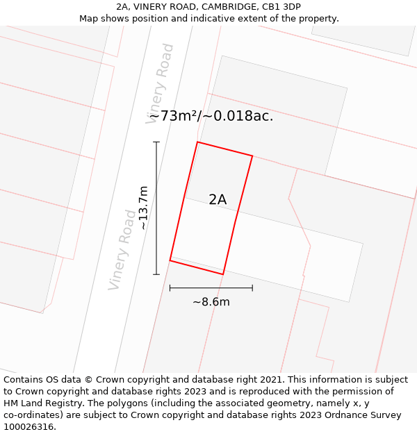 2A, VINERY ROAD, CAMBRIDGE, CB1 3DP: Plot and title map