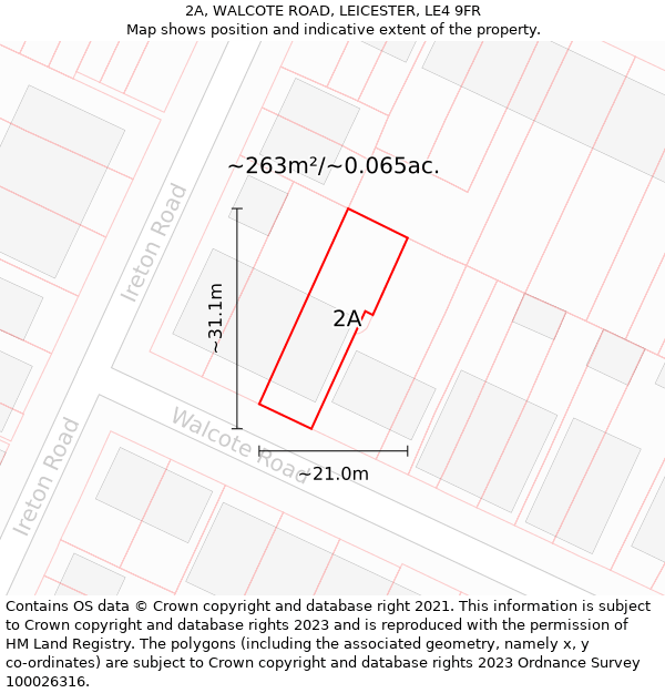 2A, WALCOTE ROAD, LEICESTER, LE4 9FR: Plot and title map