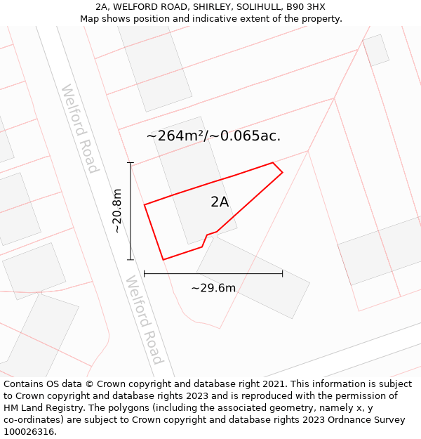 2A, WELFORD ROAD, SHIRLEY, SOLIHULL, B90 3HX: Plot and title map