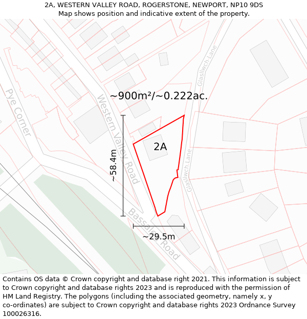 2A, WESTERN VALLEY ROAD, ROGERSTONE, NEWPORT, NP10 9DS: Plot and title map