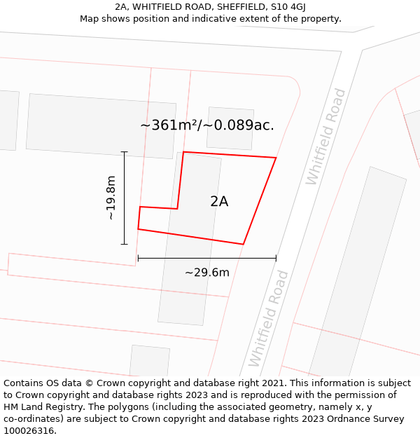 2A, WHITFIELD ROAD, SHEFFIELD, S10 4GJ: Plot and title map