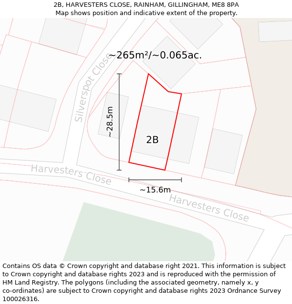 2B, HARVESTERS CLOSE, RAINHAM, GILLINGHAM, ME8 8PA: Plot and title map