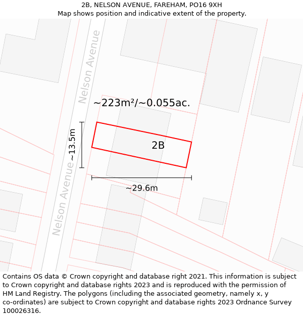 2B, NELSON AVENUE, FAREHAM, PO16 9XH: Plot and title map