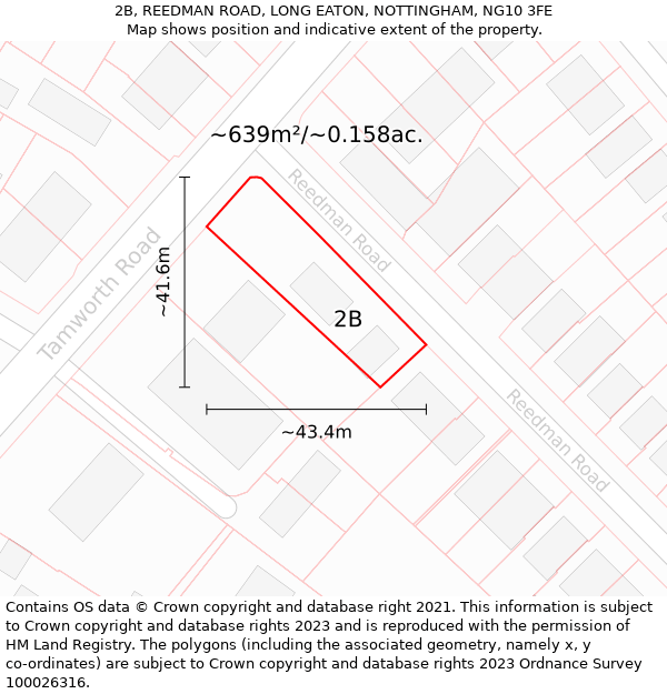 2B, REEDMAN ROAD, LONG EATON, NOTTINGHAM, NG10 3FE: Plot and title map