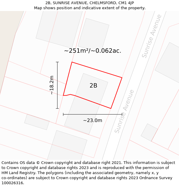 2B, SUNRISE AVENUE, CHELMSFORD, CM1 4JP: Plot and title map