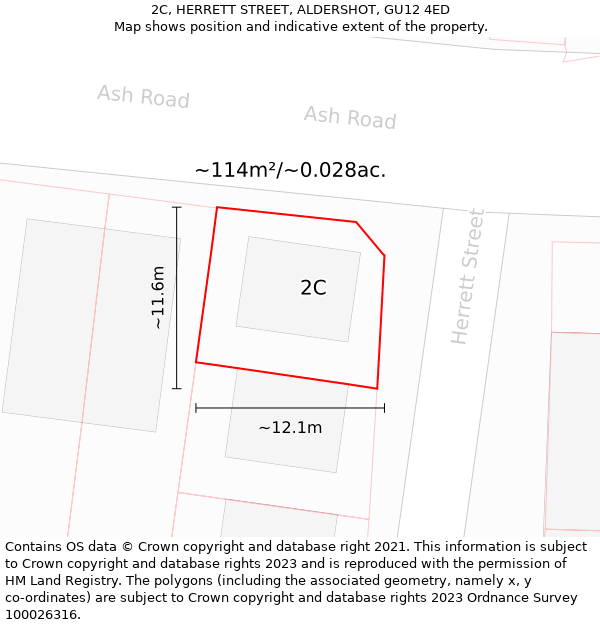 2C, HERRETT STREET, ALDERSHOT, GU12 4ED: Plot and title map