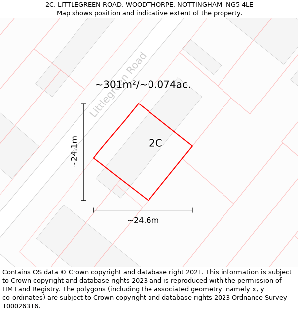 2C, LITTLEGREEN ROAD, WOODTHORPE, NOTTINGHAM, NG5 4LE: Plot and title map