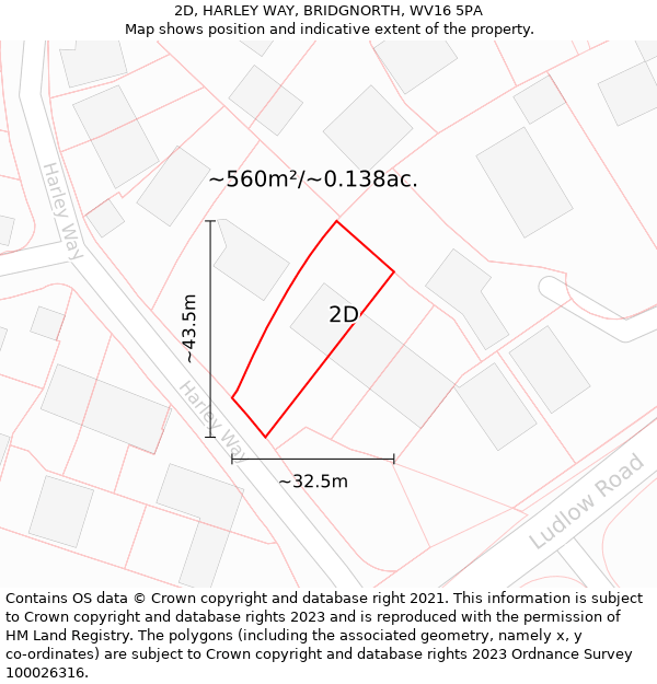 2D, HARLEY WAY, BRIDGNORTH, WV16 5PA: Plot and title map