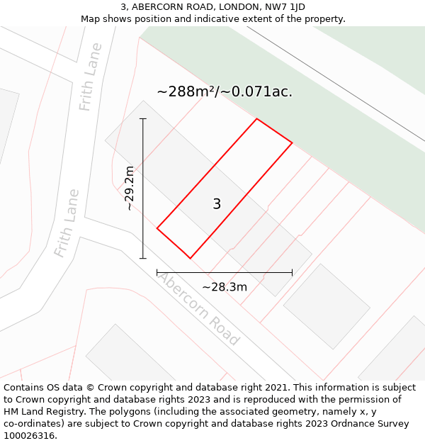 3, ABERCORN ROAD, LONDON, NW7 1JD: Plot and title map