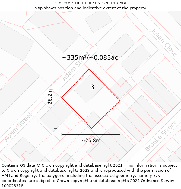 3, ADAM STREET, ILKESTON, DE7 5BE: Plot and title map