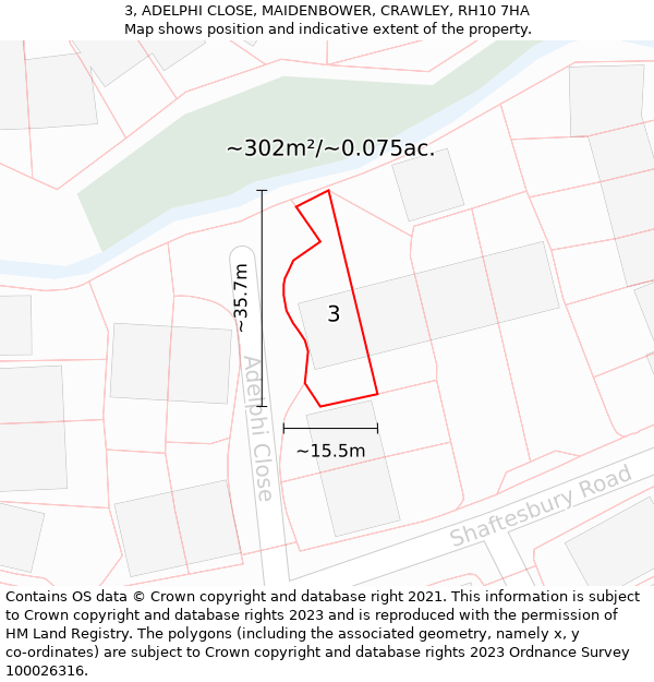 3, ADELPHI CLOSE, MAIDENBOWER, CRAWLEY, RH10 7HA: Plot and title map